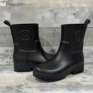 TORY BURCH Women's Black Ankle Rubber Rain Boots  -  Size - 7